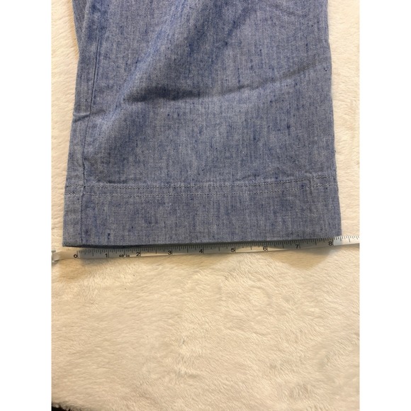 Vineyard Vines Linen Wide Leg Cropped Pants size 2 Light Blue Lightweight Spring - Picture 3 of 8